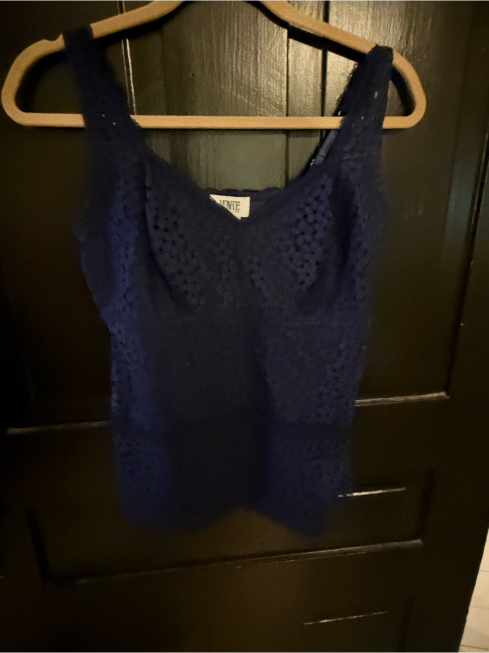 Monroe & Main Navy Lace Tank with Scoop Neck